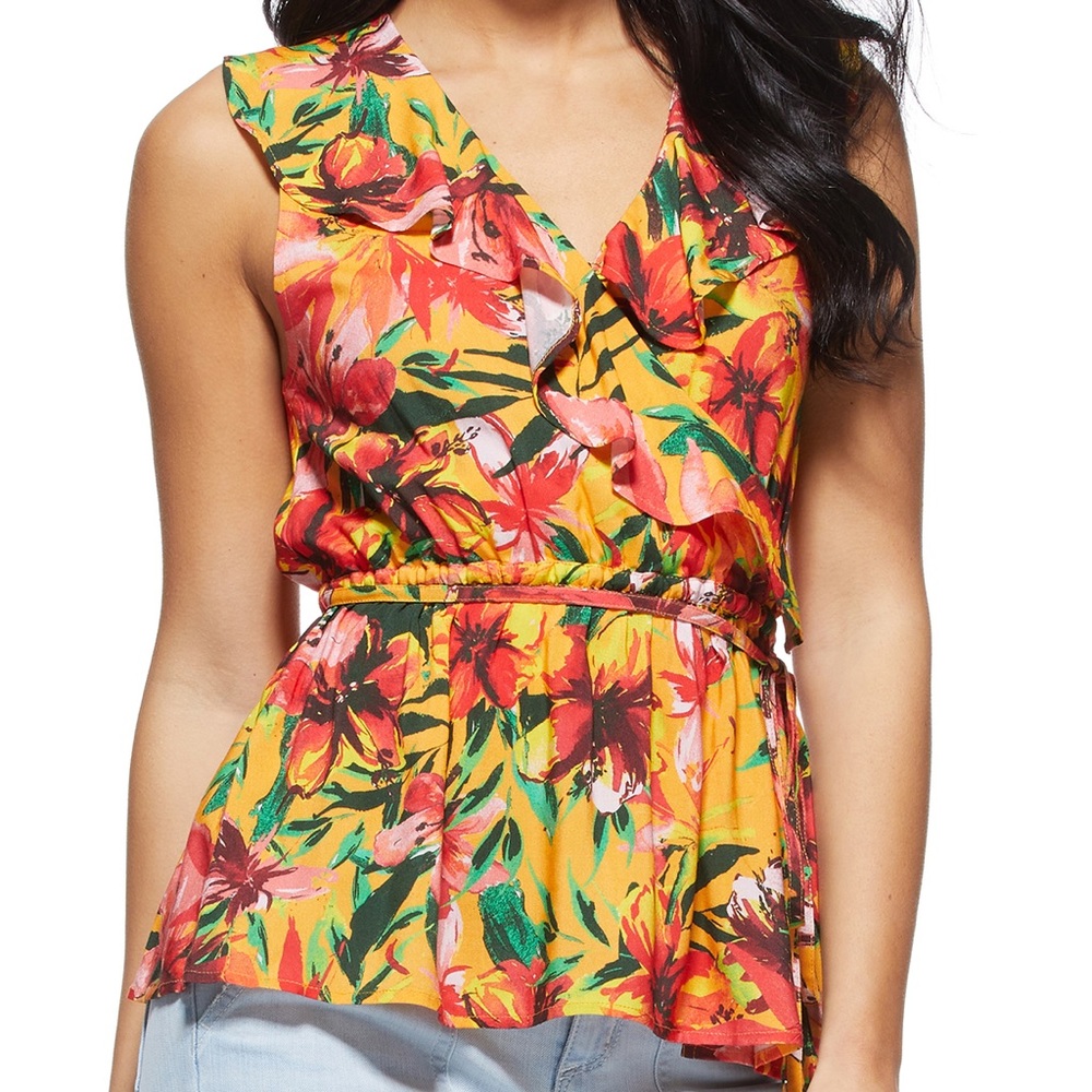 𝅺Sofia Jeans by Sofia Vergara Women’s Short Sleeve Ruffle Wrap Top plus size 4X